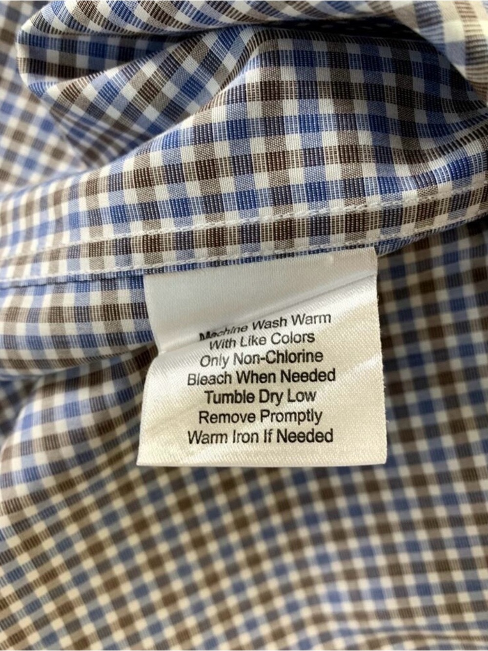 Joseph Abboud Men’s Egyptian Cotton, Button Down, Blue/Brown Checkered, 16 32/33 - Picture 5 of 6